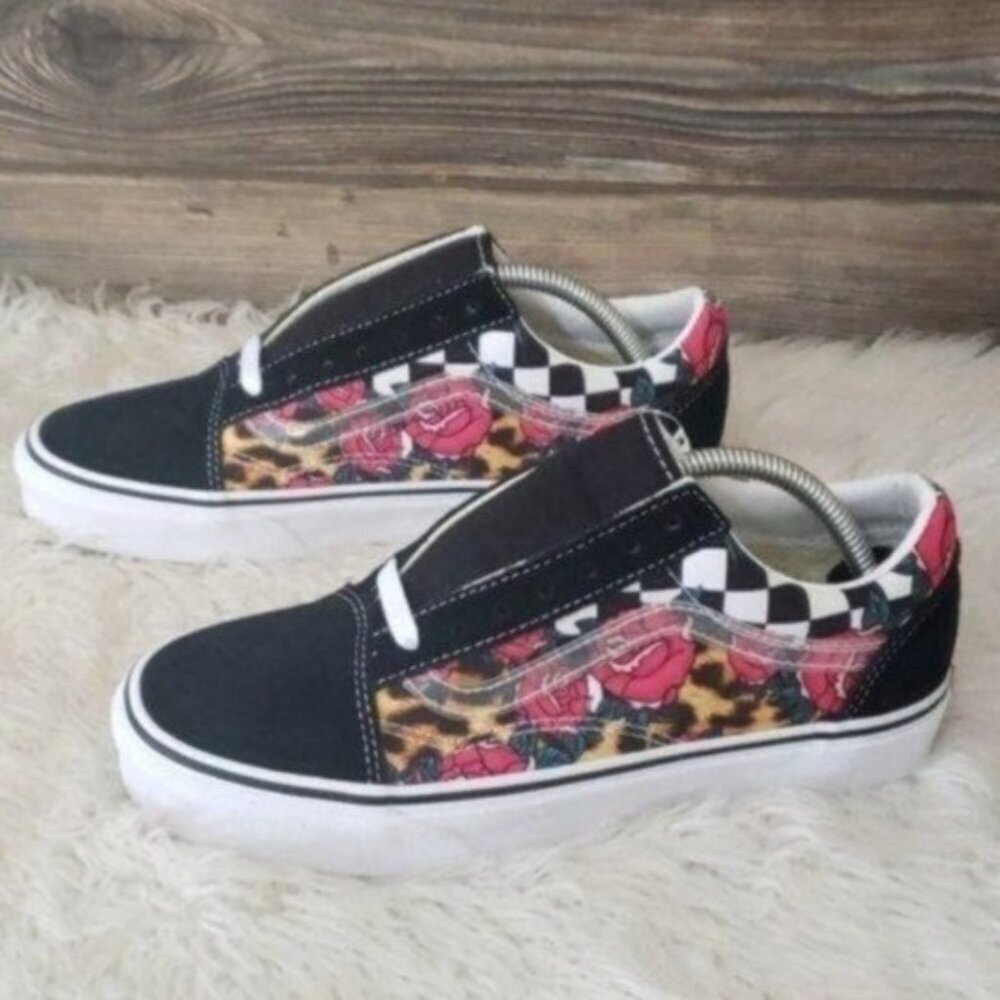 New Vans Old Skool Sneakers Checkerboard Animal Print Floral Boho Casual Street - Picture 3 of 8